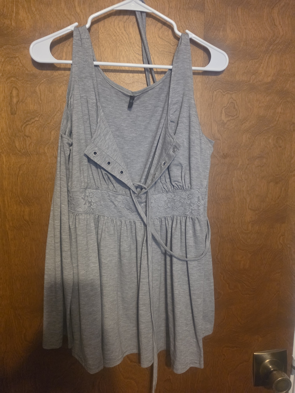 Grey Lace-Waist Cold ShoulderTop NWOT